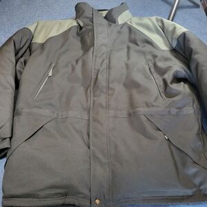 Maxam Mountain Goose Down Parka Jacket Mens 2X Black Olive Green Fleece Lined